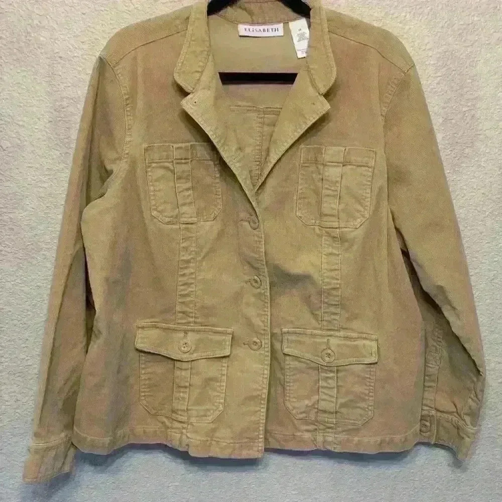ELiSABETH women's corduroy jacket sz 1x fall winter career office streetwear